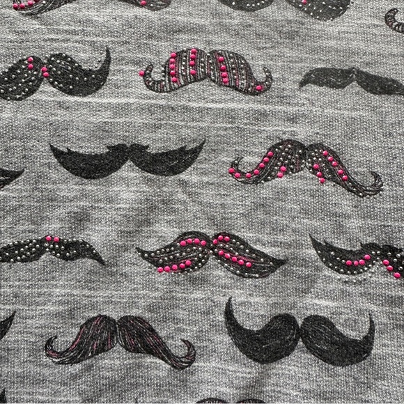 Y2K Wet Seal Gray Mustache Knit Shirt Raglan Sleeve Juniors Size XS 2010s Casual - Picture 3 of 16